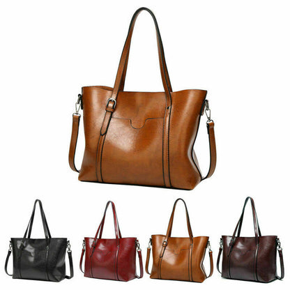 Women's Large Retro Handbag PU Leather Shoulder Bag Purse Messenger Tote Satchel