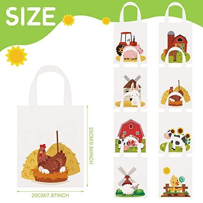 Deekin 24 Pcs Farm Animal Bags Barnyard Gift Treat Goody Bag Non Woven Farm...
