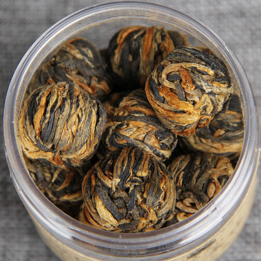 60g Handmade Organic Dian Hong Blooming Tea Ball Yunnan Black Tea Dragon Pearl