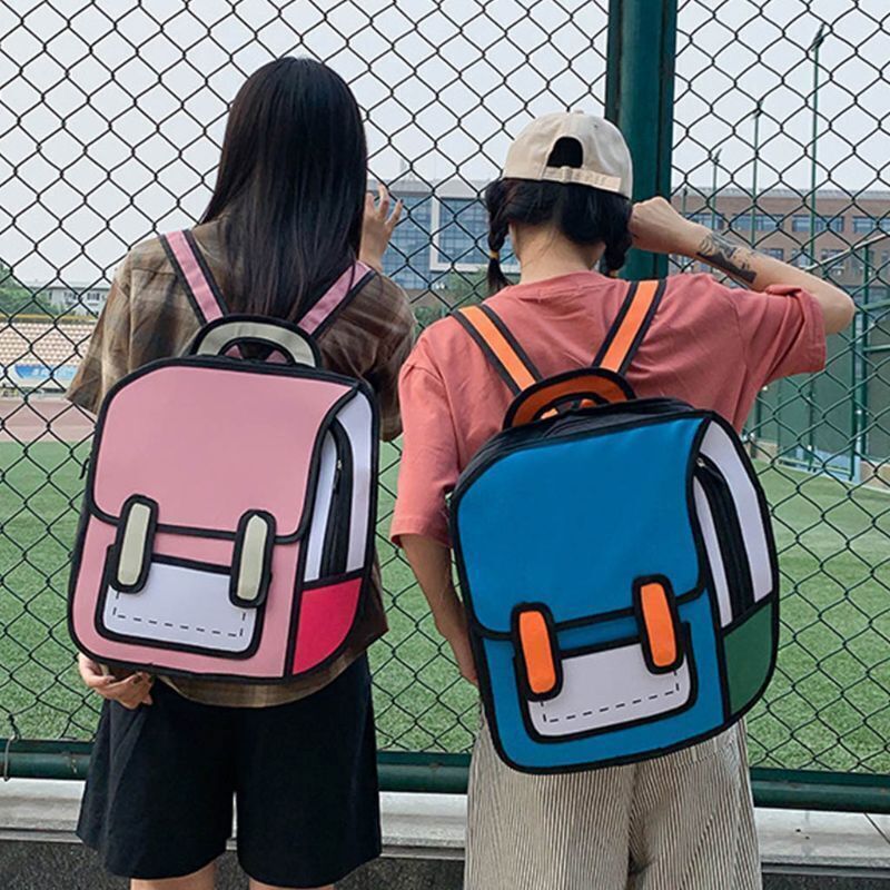 Women Backpack Cartoon School Bag Comic Bookbag Teenager Girls