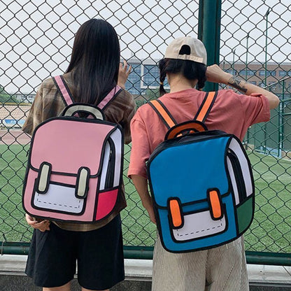 Women Backpack Cartoon School Bag Comic Bookbag Teenager Girls