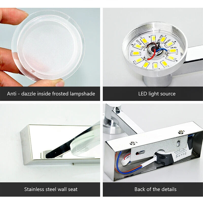 Wall Lamp Acrylic Mirror Headlight Bedroom Makeup Lamp Waterproof Anti-Fog Light