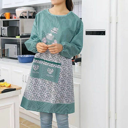 Women Kitchen Apron Long Sleeve Cooking Baking Workwear Bib Polyester 68x46x30cm