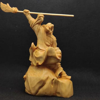 Guan Yu Statue Guan Gong Three Kingdoms Solid Wood CHINA Feng Shui Carving Home