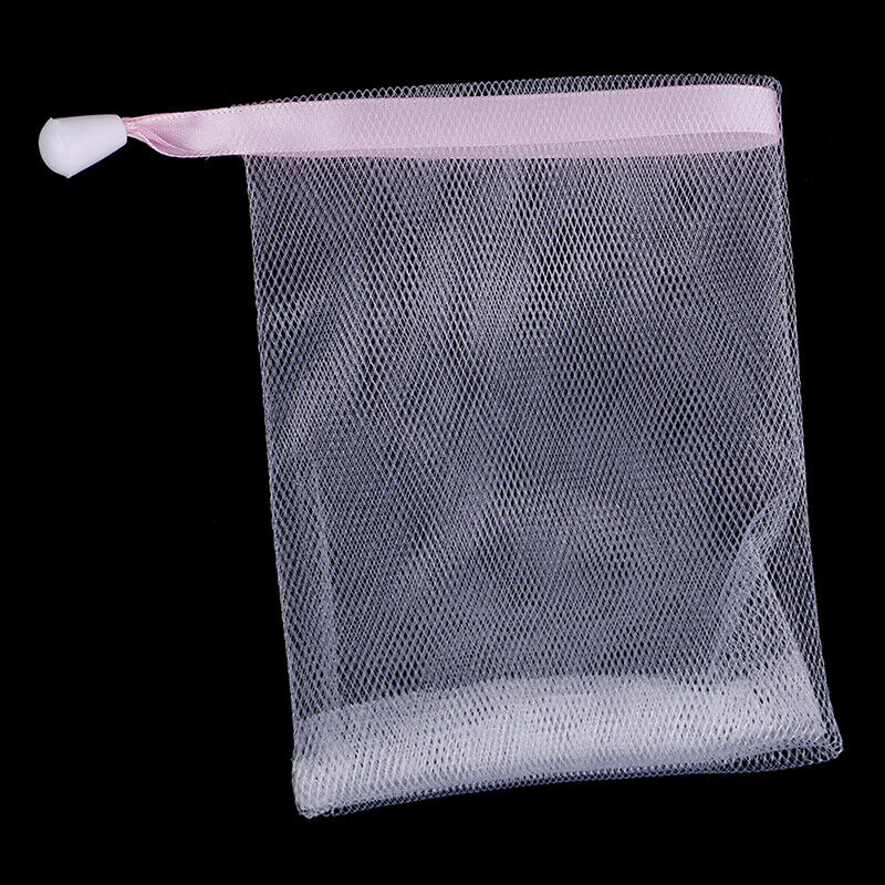 Nylon soap net small drawstring exfoliating mesh soap saver pouch bag =t=