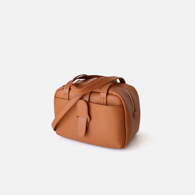 Roomy Leather Handbag Doctor Bag Purse Tote Shoulder Bag w/ Crossbody Strap