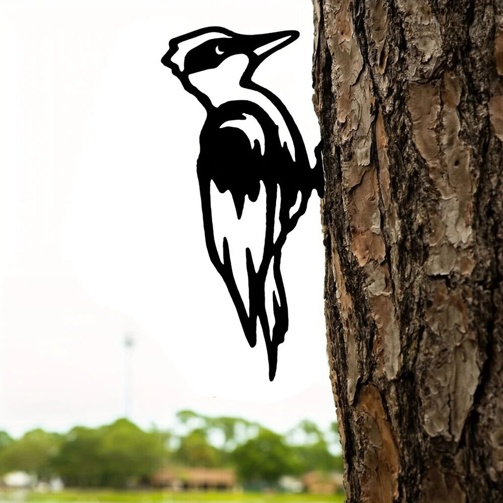 Add a Touch of Nature with this Unique Metal Woodpecker Silhouette Decoration