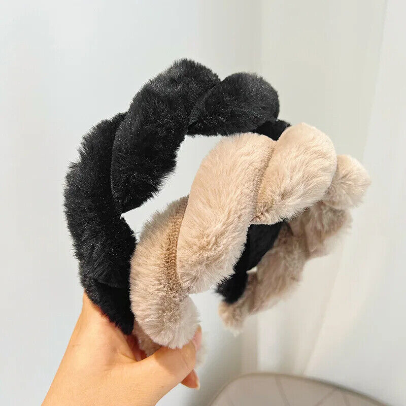 Women Headband Luxurious Faux Fur Crystal Hairband Casual Adult Hair Accessories
