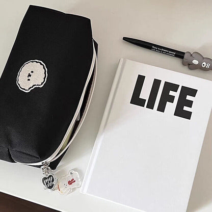 Cute Dog Cosmetic Bag Stationery Canvas Makeup Bag Large Capacity Pencilcase