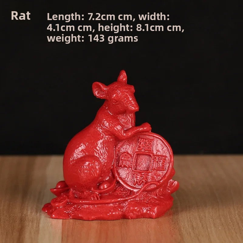 1Pc Cinnabar Handcarved Twelve Chinese Zodiac Tea Pet Amulet Home Decoration