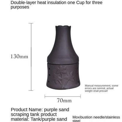 Purple Clay Head Moxibustion Cup Massage Guasha Moxa Pot Tool Wormwood 陶瓷艾灸盒头部按摩