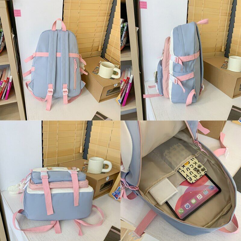 Girls Backpack Shoulder Bags Pockets School Bag Teenage Girls Kawaii Backpack