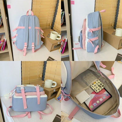 Girls Backpack Shoulder Bags Pockets School Bag Teenage Girls Kawaii Backpack