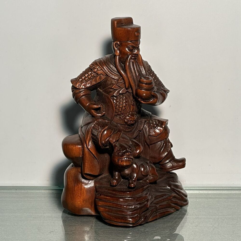 Antique Chinese Boxwood Carved Figure Figurines Home Decor Statue Sculptures Art