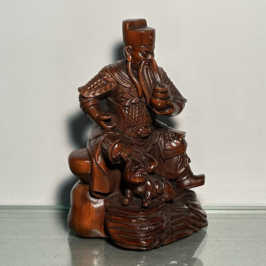 Antique Chinese Boxwood Carved Figure Figurines Home Decor Statue Sculptures Art