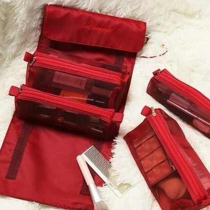 Cosmetic Bag Women Zipper Mesh Separable Cosmetics Pouch Nylon Bag Makeup Pouch