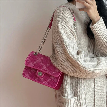 Women Lock Shoulder Bags Plaid Ladies Female Clutch Purse Handbags