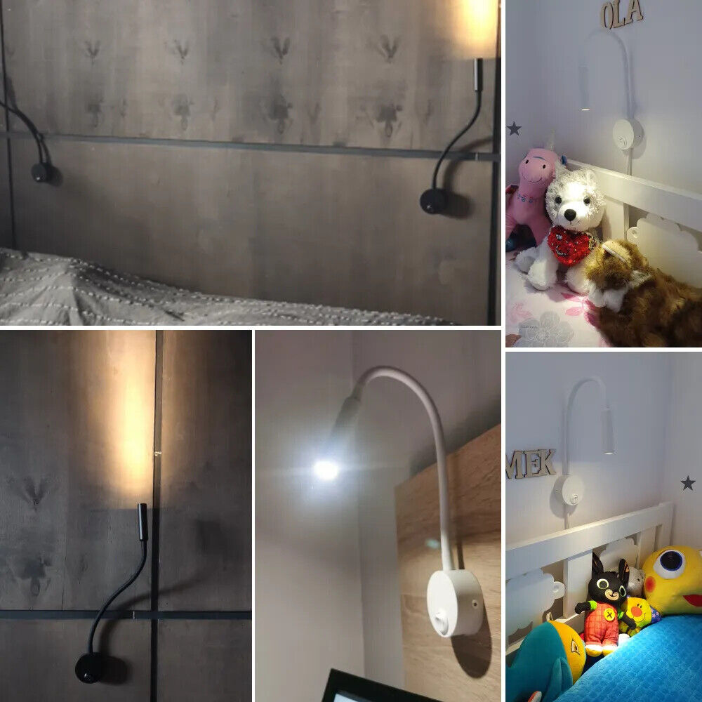 Wall Lamp 3W Aluminum Black Silver Home Hotel Loft Bedside Reading Book Lighting