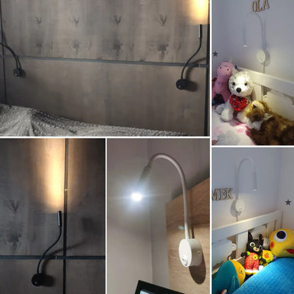 Wall Lamp 3W Aluminum Black Silver Home Hotel Loft Bedside Reading Book Lighting