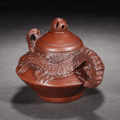 Vintage Chinese Yixing Purple Clay Teapot Zisha Ceremony Carving Dragon Teaware