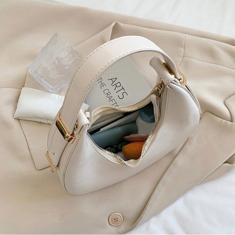 Handbags Wallets Women PU Leather Shopper Half Moon Totes Bags