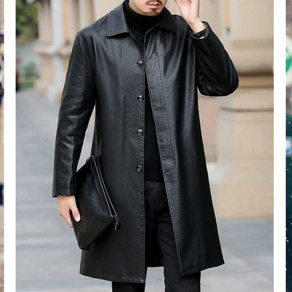 Jackets Men Coats Winter Long Leather Parkas Men Faux Leather Jacket Coat Mens