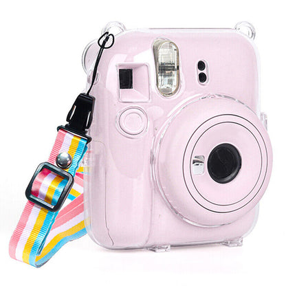 Shiny Crystal Camera Case for Fujifilm Instax Mini 12 Clear Cover Bag with Strap