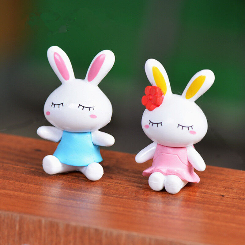 Mini 2 Pcs Miniature Dogs or Rabbits Dollhouse Decor Supplies Furniture Handmade