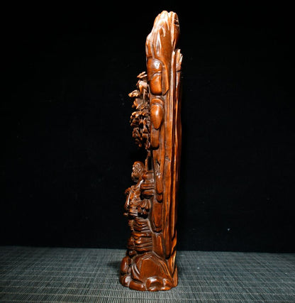 China Boxwood Carving Damo Buddha Statue Sculptures Wooden Figurines Decor Home