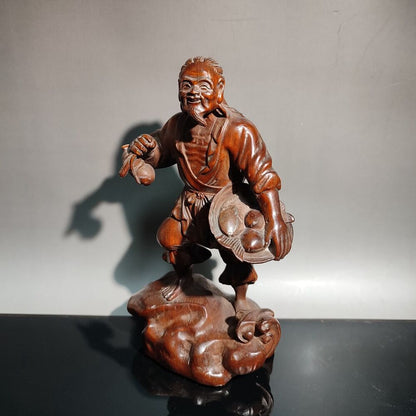 vintage wood wooden carved carving figure statue statuette fisherman sculpture