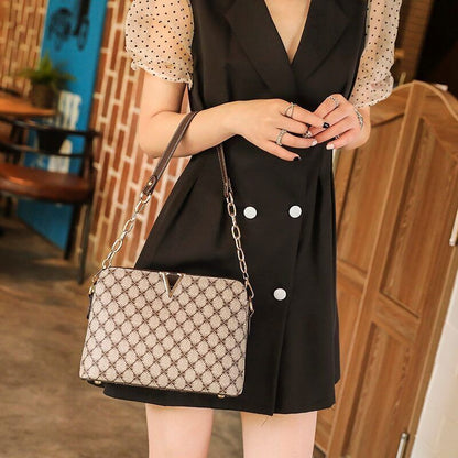 New Shoulder Bag Women Pu Leather Female Bags Chain Ladies Plaid Handbags