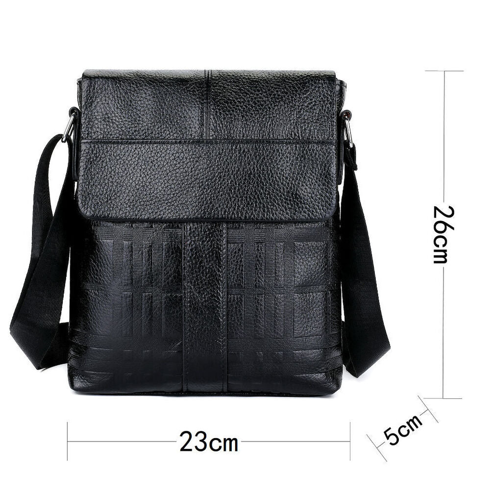 100% Genuine Leather Men's Embossing Business 8" Sling Shoulder/Messenger Bag
