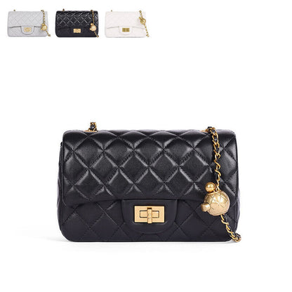 Quilted Lambskin Leather Small Flap Purse Shoulder Bag Clutch Crossbody Handbag