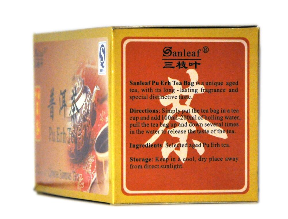 4 Packs Sanleaf Premium Pu Erh Puer Pu'er Pu Er tea 100 Teabags 60 Days Supply