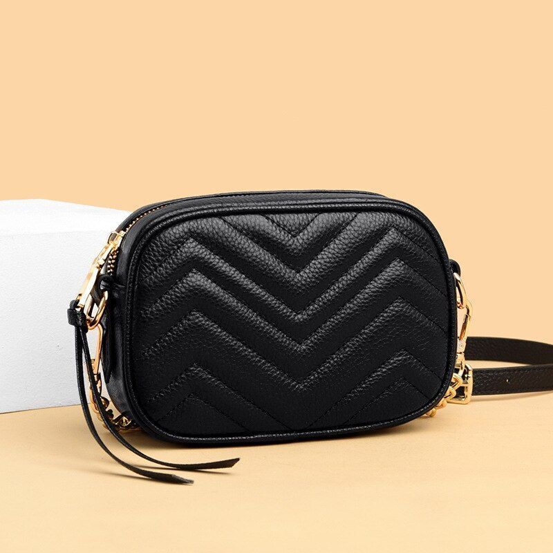 Tassel Sling Handbags Genuine Leather Quilted Shell Chain Vintage Shoulder Purse