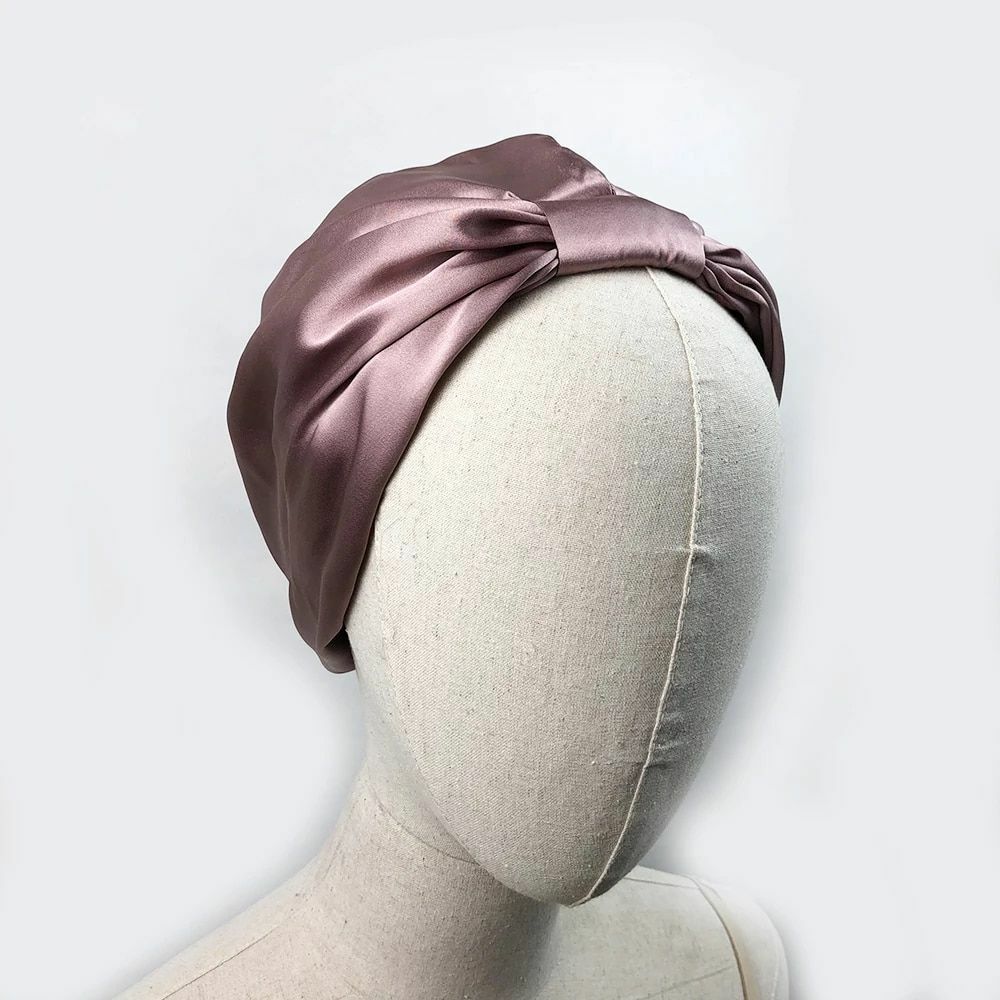 Women's Hats Soft Pure Silk Night Sleep Caps Bonnet Silk Head Cover Wide Elastic