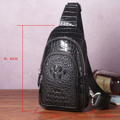 Men's Sling Backpack,100% Genuine Leather Crocodile Luxury Crossbody Bag Daypack