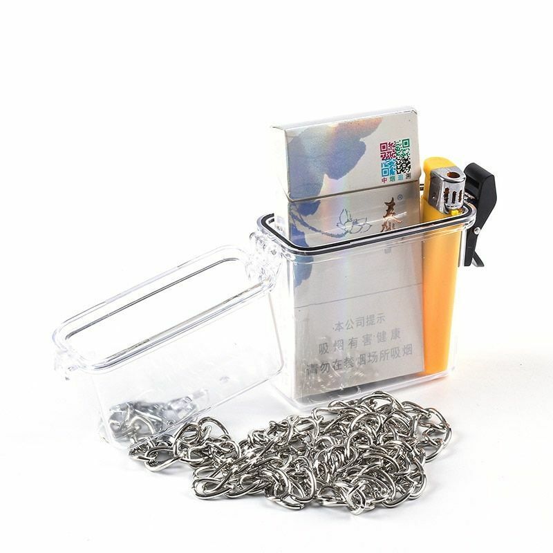 Cigarettes Box Holders Transparent Tobacco Case W/ Chain Ins Acrylic 72x29x112mm