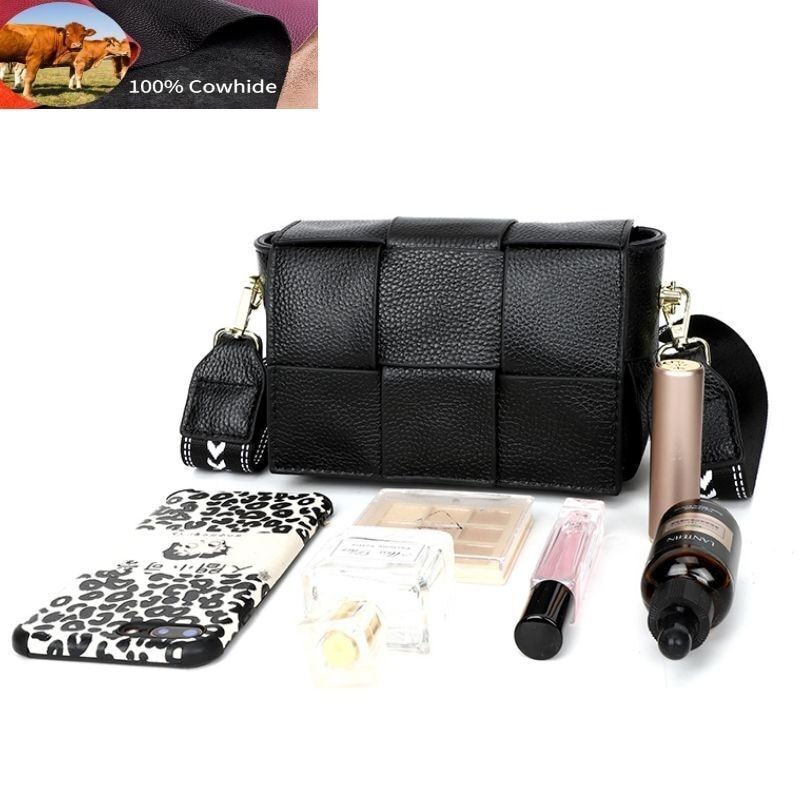 Shoulder Bag Leather Woven Crossbody Bags Wide Straps Messenger Bag Fashion 1 PC