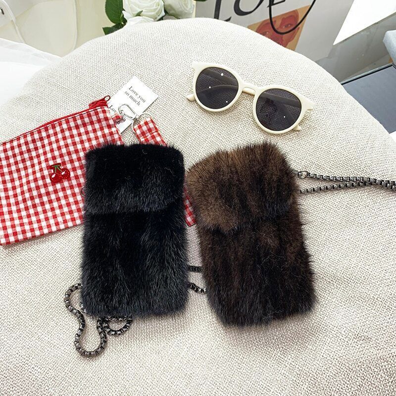Mini Mink Hair Crossbody Small Bag Women's Shoulder Mobile Phone Bag