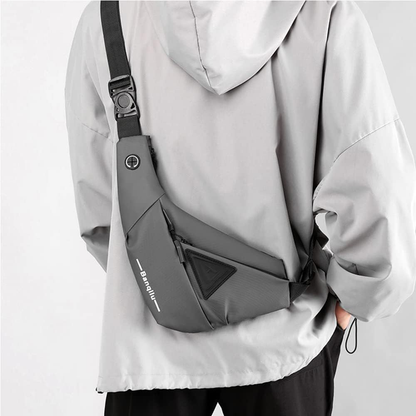TINYAT Crossbody Bag for Men, Large Capacity Sling Pocket Hiking Grey