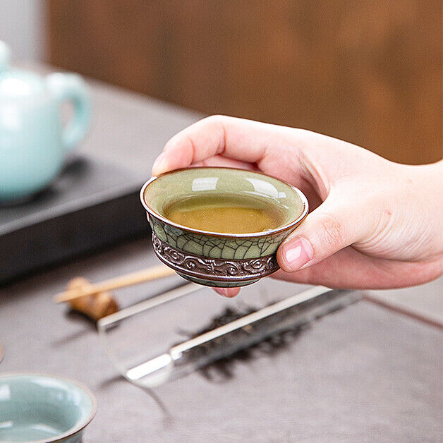 China tea cup relief master cup porcelain kungfu tea cup longquan celadon teacup