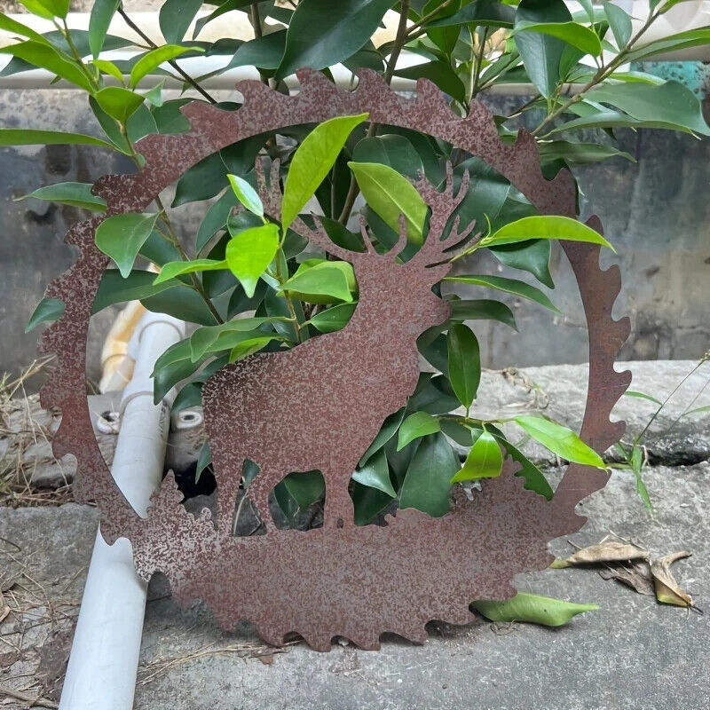 Rusty Deer Metal Crafts Outdoor Garden Yard Ornaments Hanging Art Metal Wall