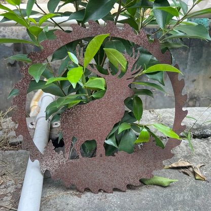Rusty Deer Metal Crafts Outdoor Garden Yard Ornaments Hanging Art Metal Wall
