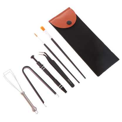 1Set Keyboard Cleaning Tool Keycap Puller Stem Holder Lube Brush w/Storage Bag