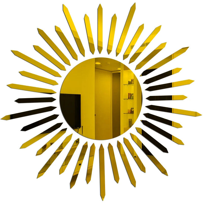 Wall Mirror Stickers Acrylic 3D Sunflower Decorative DIY Room Decors 35.4x35.9cm