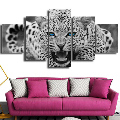 5 Pieces Canvas Wall Art Poster and Print Living Room Leopard No Framed