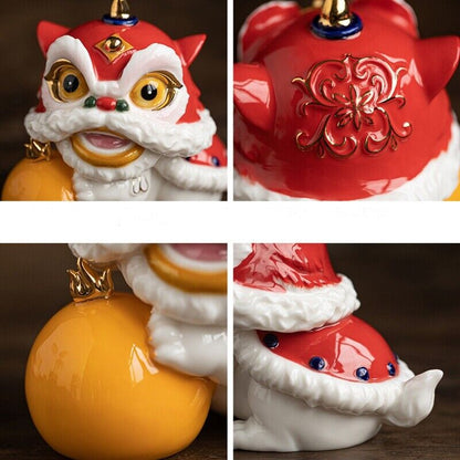 one piece porcelain lion tea pet Chinese ornament mascot house warming gift new