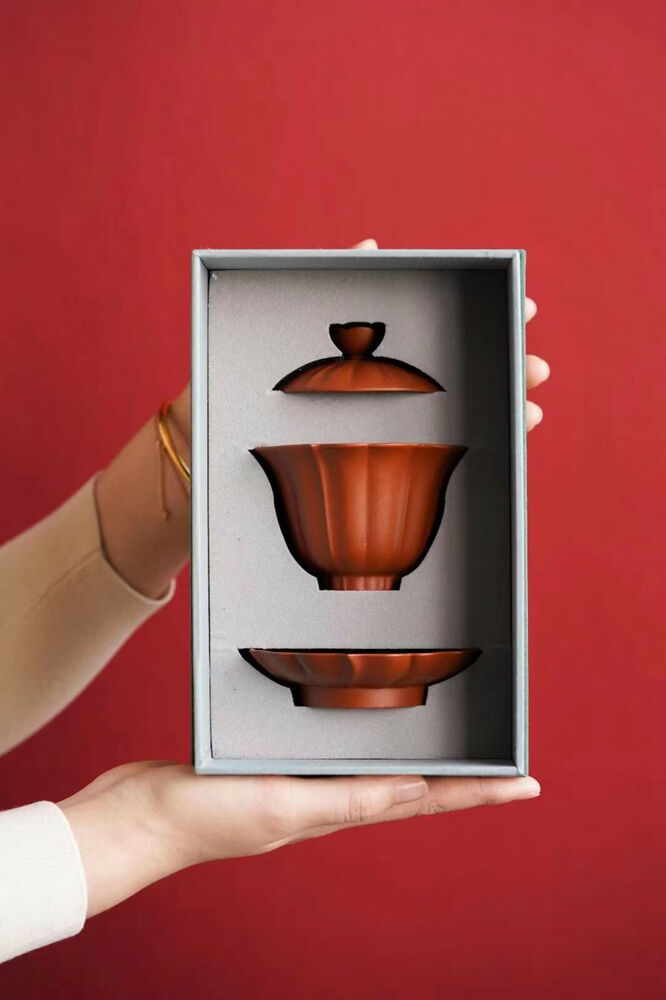 130cc 中国宜兴 手工制作 Zisha GaiWan Zhu Clay 茶杯 Gongfu 盖碗-