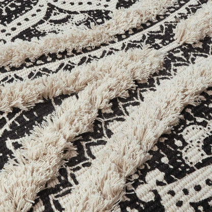 Hand Woven Small Boho Bathroom Rug Tufted Machine Washable Bohemian with Tassels